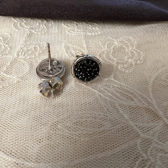 John Hardy Sterling Silver black spinel stones earrings - Picture 2 of 8